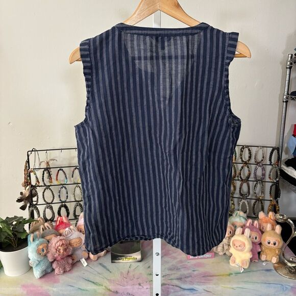 banana republic linen Blue Striped Sleeveless Top women’s small nautical - Picture 6 of 6